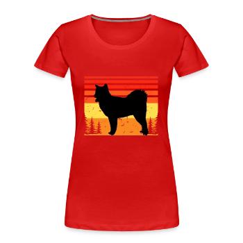 Canadian Eskimo Dog Love Silhouette Vintage Sunset - T-shirt bio Premium Femme - rouge - Devant - Mia (176cm)