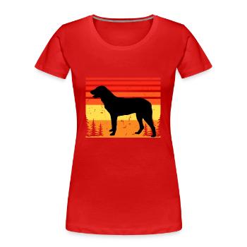 Cao De Castro Laboreiro Dog Silhouette Retro Sun - Women's Premium Organic T-Shirt - red - Front - Mia (176cm)