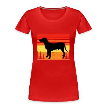 Chien Francais Blanc Et Noir Dog Silhouette Retro - T-shirt bio Premium Femme - rouge - Devant - Mia (176cm)