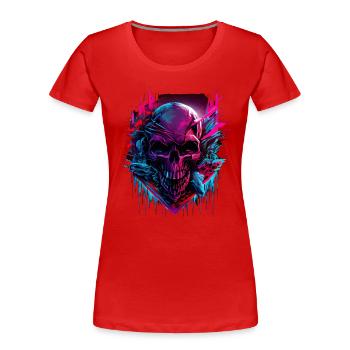Skull Colorful Cloud - Frauen Premium Bio T-Shirt - Rot - Vorne - Mia (176cm)