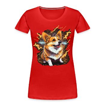Energetischer Corgi - Frauen Premium Bio T-Shirt - Rot - Vorne - Mia (176cm)