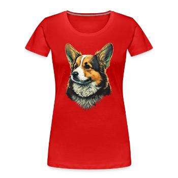 Officiel Post Corgi - T-shirt bio Premium Femme - rouge - Devant - Mia (176cm)