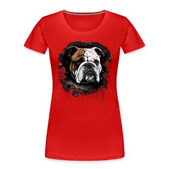 Bulldogge auf einem Loch - Frauen Premium Bio T-Shirt - Rot - Vorne - Mia (176cm)