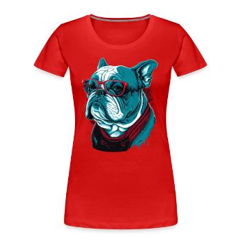 Clevere Bulldogge - Frauen Premium Bio T-Shirt - Rot - Vorne - Mia (176cm)