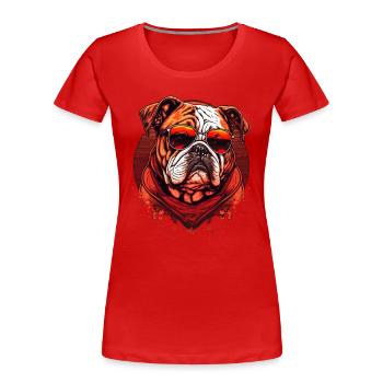 Bulldogge mit Sonnenbrille - Frauen Premium Bio T-Shirt - Rot - Vorne - Mia (176cm)