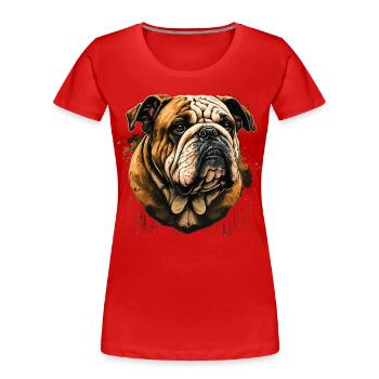 Bulldoggengesicht - Frauen Premium Bio T-Shirt - Rot - Vorne - Mia (176cm)