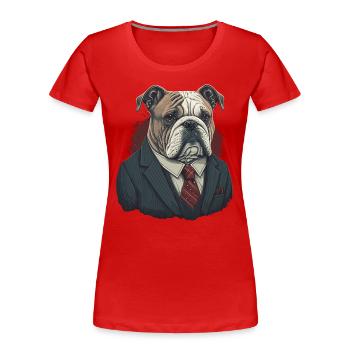 Professionell aussehende Bulldogge - Frauen Premium Bio T-Shirt - Rot - Vorne - Mia (176cm)