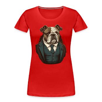 Braune Bulldogge - Frauen Premium Bio T-Shirt - Rot - Vorne - Mia (176cm)