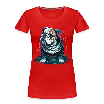Kleine Bulldogge - Frauen Premium Bio T-Shirt - Rot - Vorne - Mia (176cm)