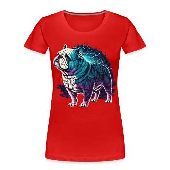 Bouledogue feuillu Vaporwave - T-shirt bio Premium Femme - rouge - Devant - Mia (176cm)