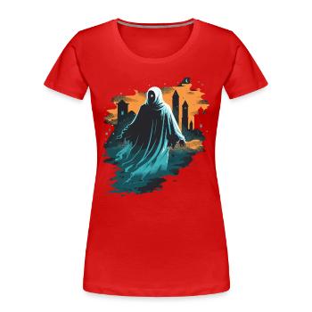 Fantôme itinérant - T-shirt bio Premium Femme - rouge - Devant - Mia (176cm)
