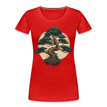 Bonsaï manucuré - T-shirt bio Premium Femme - rouge - Devant - Mia (176cm)