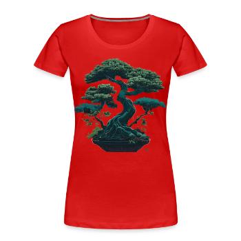 Green Miniature Tree - Women's Premium Organic T-Shirt - red - Front - Mia (176cm)