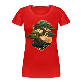 Bonsaï symétrique - T-shirt bio Premium Femme - rouge - Devant - Mia (176cm)