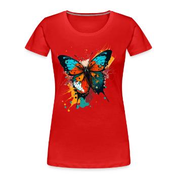 Papillon vibrant - T-shirt bio Premium Femme - rouge - Devant - Mia (176cm)