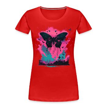 Papillon mourant Vaporwave - T-shirt bio Premium Femme - rouge - Devant - Mia (176cm)