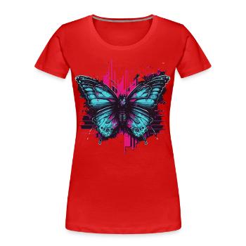 Papillon Vaporwave Cool - T-shirt bio Premium Femme - rouge - Devant - Mia (176cm)