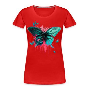 Beauté brillante du papillon - T-shirt bio Premium Femme - rouge - Devant - Mia (176cm)