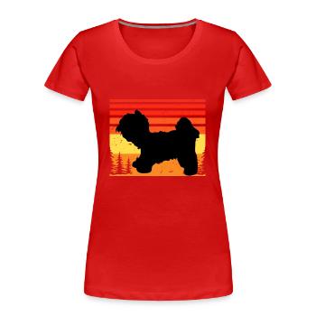 Kyi Leo Dog Lover Silhouette Vintage Sunset - T-shirt bio Premium Femme - rouge - Devant - Mia (176cm)