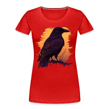 Corneille vigilante - T-shirt bio Premium Femme - rouge - Devant - Mia (176cm)