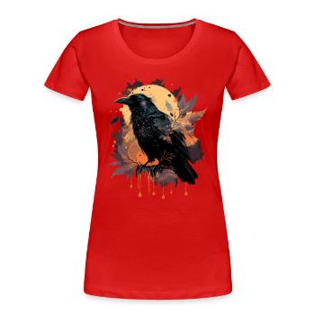 Observer Crow - Women's Premium Organic T-Shirt - red - Front - Mia (176cm)