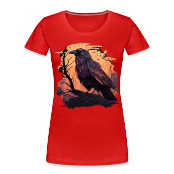 La vie des corbeaux dans les branches - T-shirt bio Premium Femme - rouge - Devant - Mia (176cm)