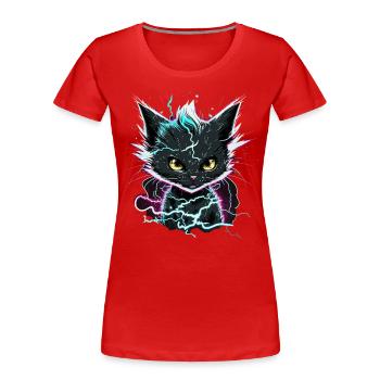 Chat de puissance - T-shirt bio Premium Femme - rouge - Devant - Mia (176cm)
