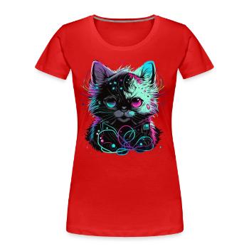 Elektronische Katze - Frauen Premium Bio T-Shirt - Rot - Vorne - Mia (176cm)