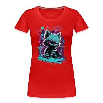 Lauter Kat - Frauen Premium Bio T-Shirt - Rot - Vorne - Mia (176cm)