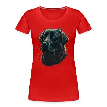 Labrador Retriever auf maligem Hintergrund - Frauen Premium Bio T-Shirt - Rot - Vorne - Mia (176cm)