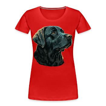 Labrador Retriever bleu foncé - T-shirt bio Premium Femme - rouge - Devant - Mia (176cm)