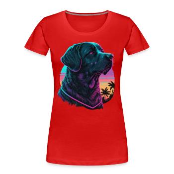 Schwarzer Labrador Retriever Look Up the Sunset Sky - Frauen Premium Bio T-Shirt - Rot - Vorne - Mia (176cm)
