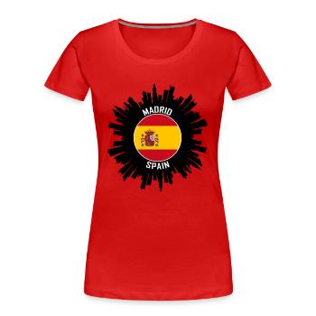 Madrid Skyline Espagne Flag Souvenir de voyage - T-shirt bio Premium Femme - rouge - Devant - Mia (176cm)