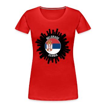 Belgrad Skyline Serbien Flagge Reise Souvenir - Frauen Premium Bio T-Shirt - Rot - Vorne - Mia (176cm)