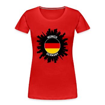 Munich Skyline Allemagne Flag Souvenir de voyage - T-shirt bio Premium Femme - rouge - Devant - Mia (176cm)