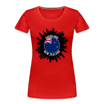 Auckland Skyline New Zealand Flag Souvenir de voyage - T-shirt bio Premium Femme - rouge - Devant - Mia (176cm)