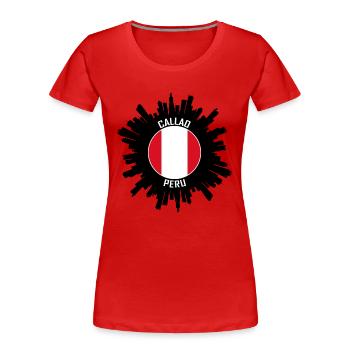 Callao Skyline Pérou Flag Souvenir de voyage - T-shirt bio Premium Femme - rouge - Devant - Mia (176cm)