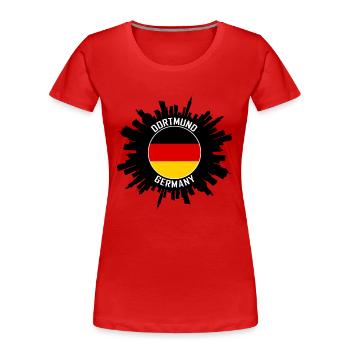 Dortmund Skyline Allemagne Flag Souvenir de voyage - T-shirt bio Premium Femme - rouge - Devant - Mia (176cm)