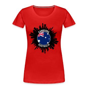 Canberra Skyline Australia Flag Travel Souvenir - Women's Premium Organic T-Shirt - red - Front - Mia (176cm)