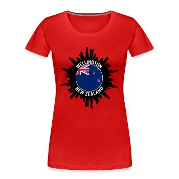 Wellington Skyline Nouvelle-Zélande Flag Voyage Souveni - T-shirt bio Premium Femme - rouge - Devant - Mia (176cm)