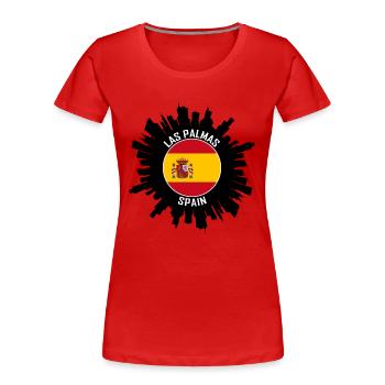 Las Palmas Skyline Spain Flag Travel Souvenir - Women's Premium Organic T-Shirt - red - Front - Mia (176cm)