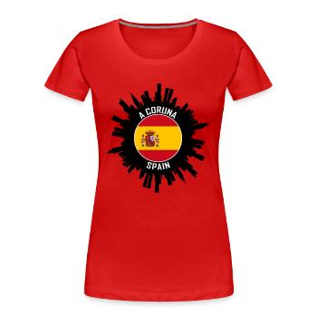 Un souvenir de voyage Coruna Skyline Espagne Flag - T-shirt bio Premium Femme - rouge - Devant - Mia (176cm)