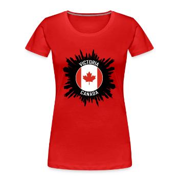 Souvenir de voyage Victoria Skyline Canada Flag - T-shirt bio Premium Femme - rouge - Devant - Mia (176cm)