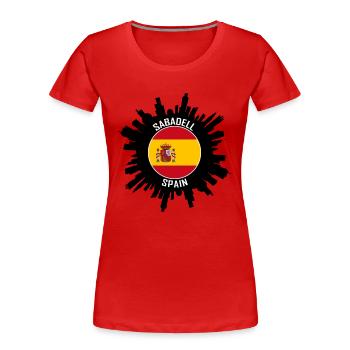 Sabadell Skyline Spanien Flagge Reise Souvenir - Frauen Premium Bio T-Shirt - Rot - Vorne - Mia (176cm)
