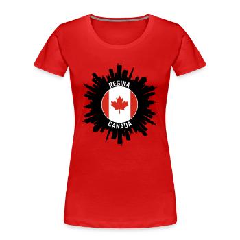 Regina Skyline Kanada Flagge Reise-Souvenir - Frauen Premium Bio T-Shirt - Rot - Vorne - Mia (176cm)