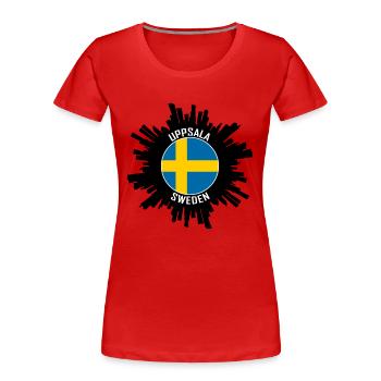 Uppsala Skyline Suède Flag Souvenir de voyage - T-shirt bio Premium Femme - rouge - Devant - Mia (176cm)