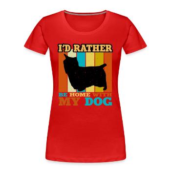 Australian Silky Terrier Hund Silhouette Retro Sonne - Frauen Premium Bio T-Shirt - Rot - Vorne - Mia (176cm)