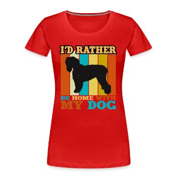 Schwarzer Russischer Terrier Hund Silhouette Retro Sonnenuntergang - Frauen Premium Bio T-Shirt - Rot - Vorne - Mia (176cm)