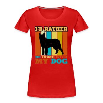 Bouvier Des Ardennes Hund Silhouette Retro Sunset - Frauen Premium Bio T-Shirt - Rot - Vorne - Mia (176cm)