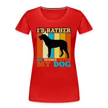 Cao De Castro Laboreiro Dog Silhouette Retro Sun - Women's Premium Organic T-Shirt - red - Front - Mia (176cm)